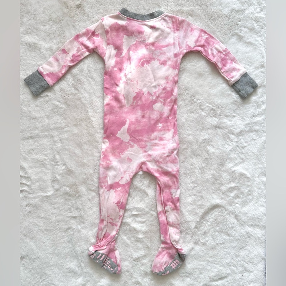 NWOT HonestBaby Non-Slip Footie PJ Rose Colior World watercolor pink tie dye 12m - Picture 6 of 6